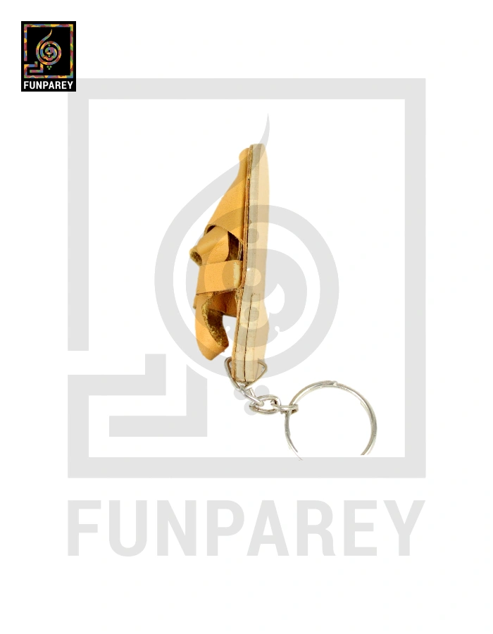 Hand Crafted Tribal Keychain with Kheri Camel Brown