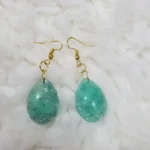 Handcrafted Resin Earrings - Green With Silver Flakes