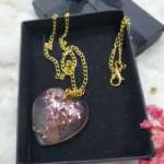 Pink Glittery Heart Pendant 01
