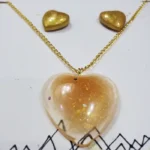 Resin Jewellery Set - Pendant & Earrings - Yellow Glitter 03