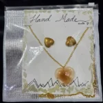 Resin Jewellery Set - Pendant & Earrings - Yellow Glitter 04