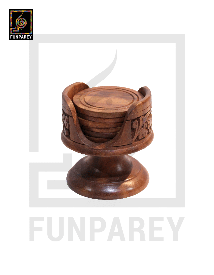 Hand Carved Wooden Circular Tea Mat Chalice 6″