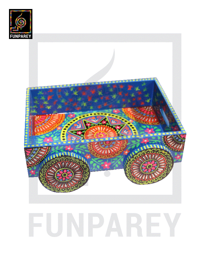 Truck Art Wooden Serving Tray on Wheels