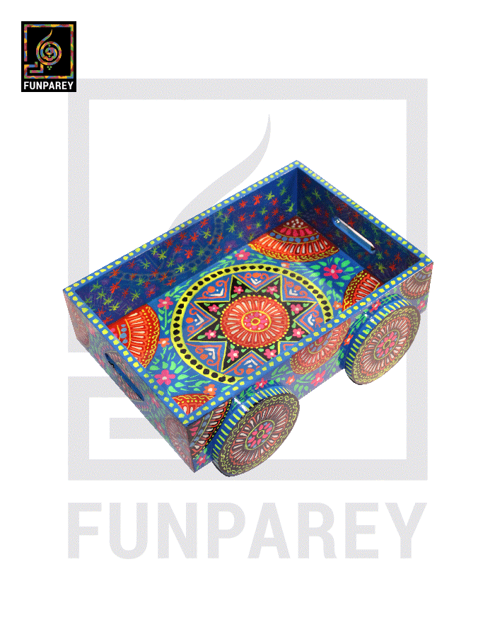Truck Art Wooden Serving Tray on Wheels