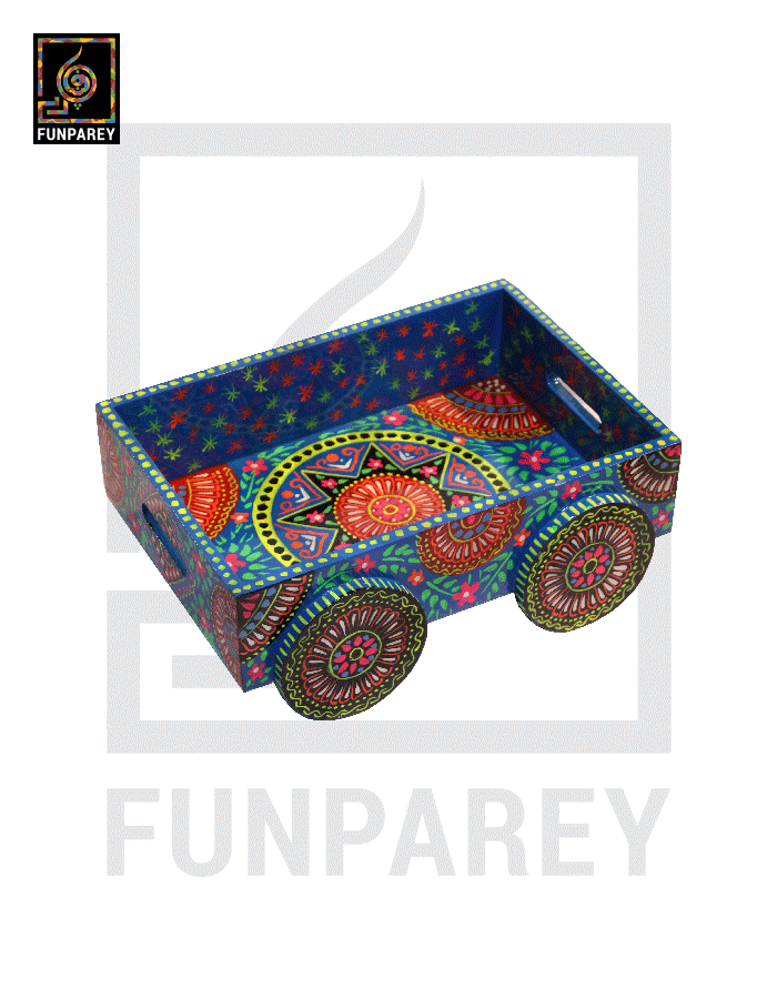 Truck Art Wooden Serving Tray on Wheels