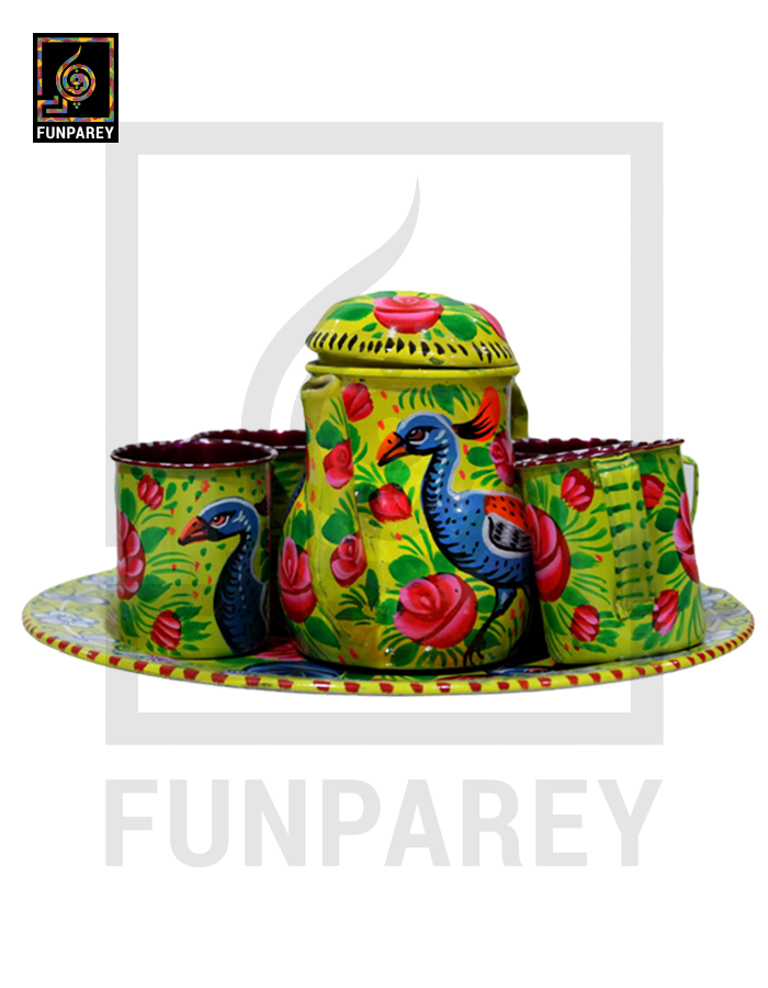Tamchini Chainak Set (Truck Art Enamelware Tea Set) – Yellow