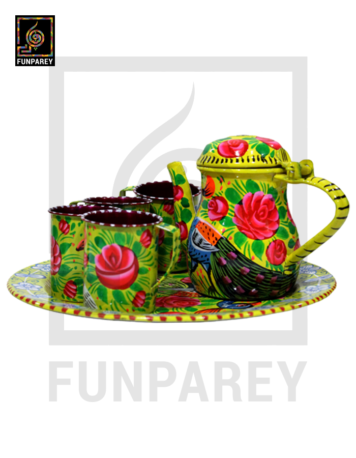 Tamchini Chainak Set (Truck Art Enamelware Tea Set) – Yellow
