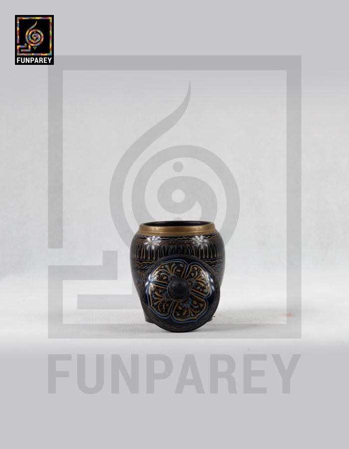 Wooden Candy Jar 4″ with Lacquer Art blue