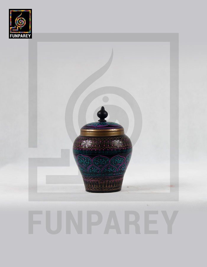 Wooden Candy Jar 4″ with Lacquer Art purple