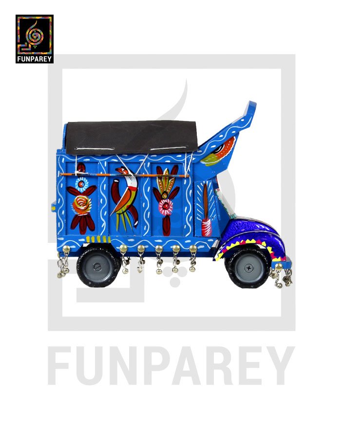 Handmade Wooden Pakistani Traditional Truck with Truck Art 8/9 Blue