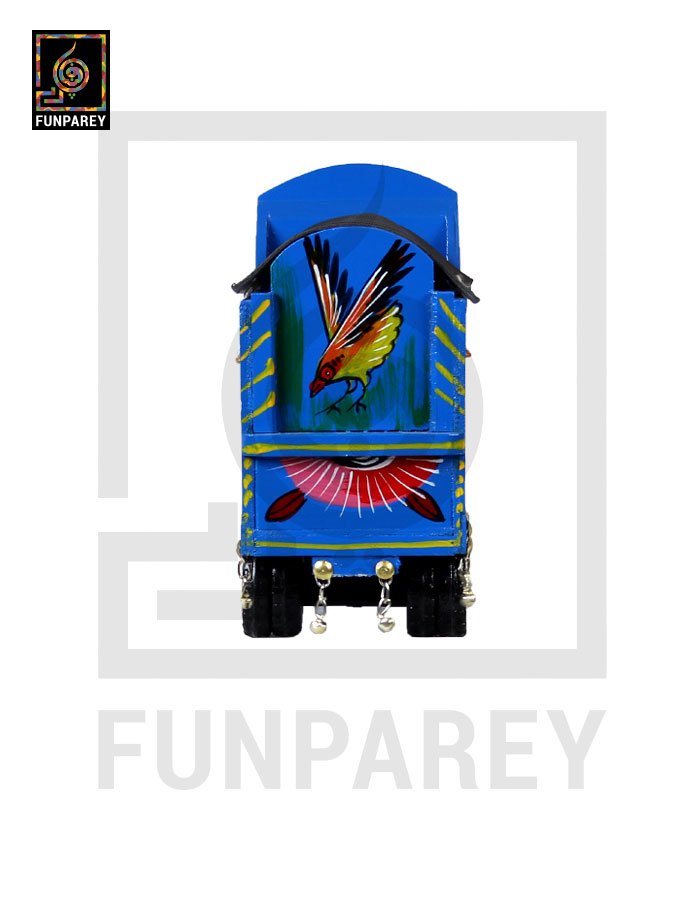 Handmade Wooden Pakistani Traditional Truck with Truck Art 8/9 Blue