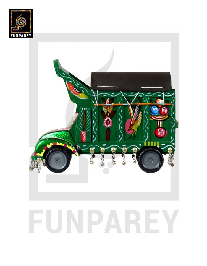 Handmade Wooden Pakistani Traditional Truck with Truck Art 8/9 Green