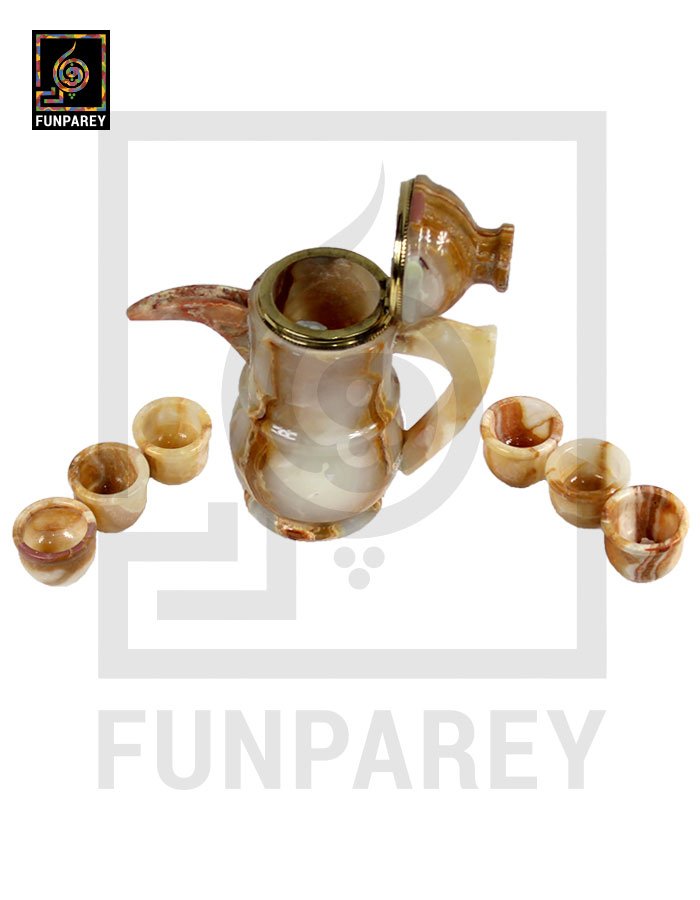 Onyx Stone Tea Set (6 Cups and a Kettle)