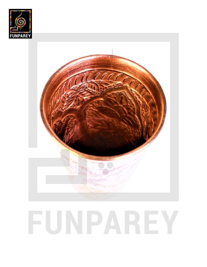 Premium Copper Glass With Etched Motif Work Large