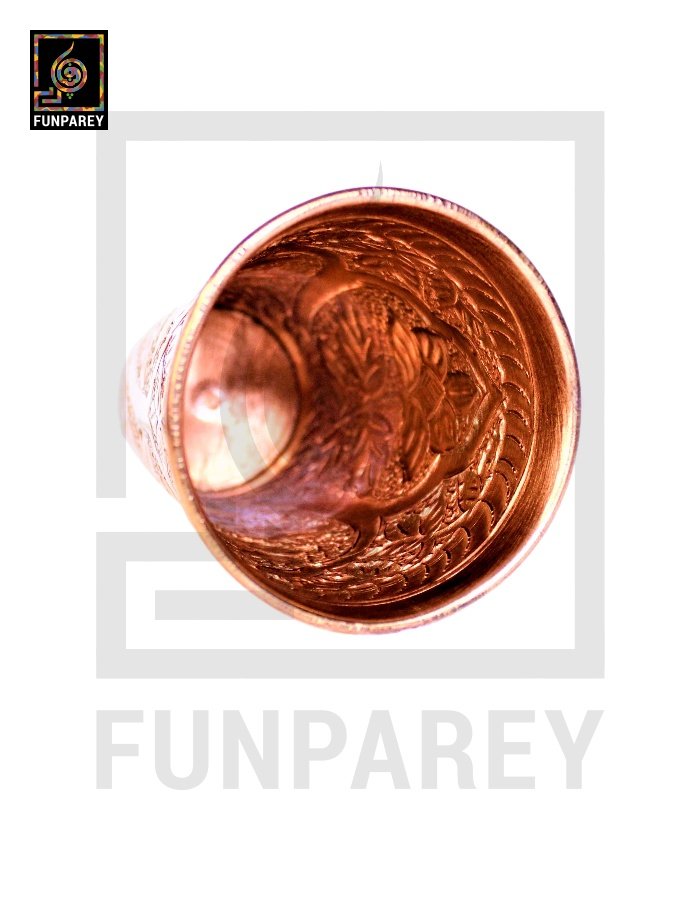 Premium Copper Glass With Etched Motif Work Large