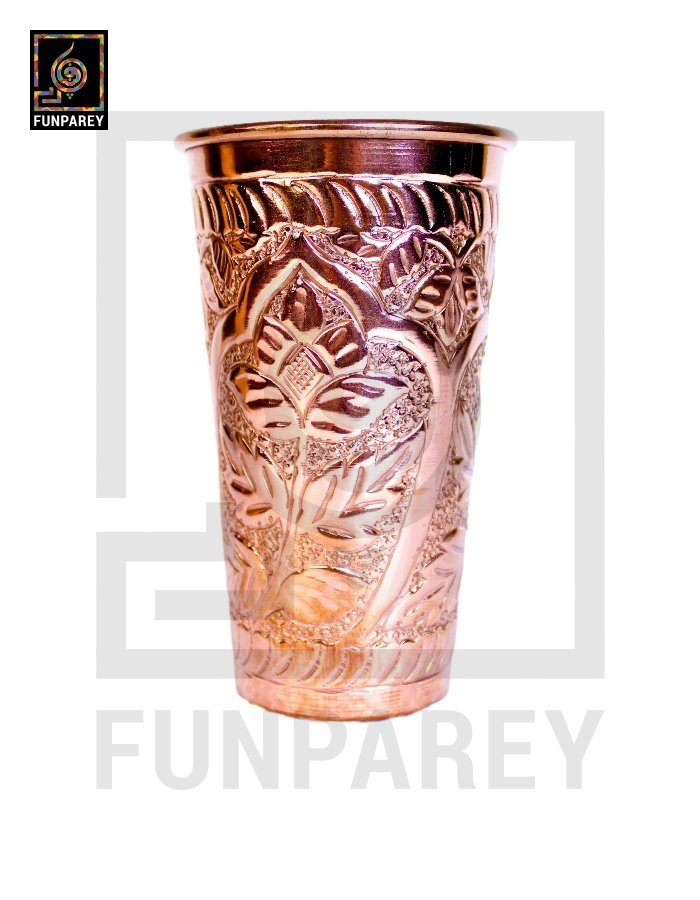 Premium Copper Glass With Etched Motif Work Large