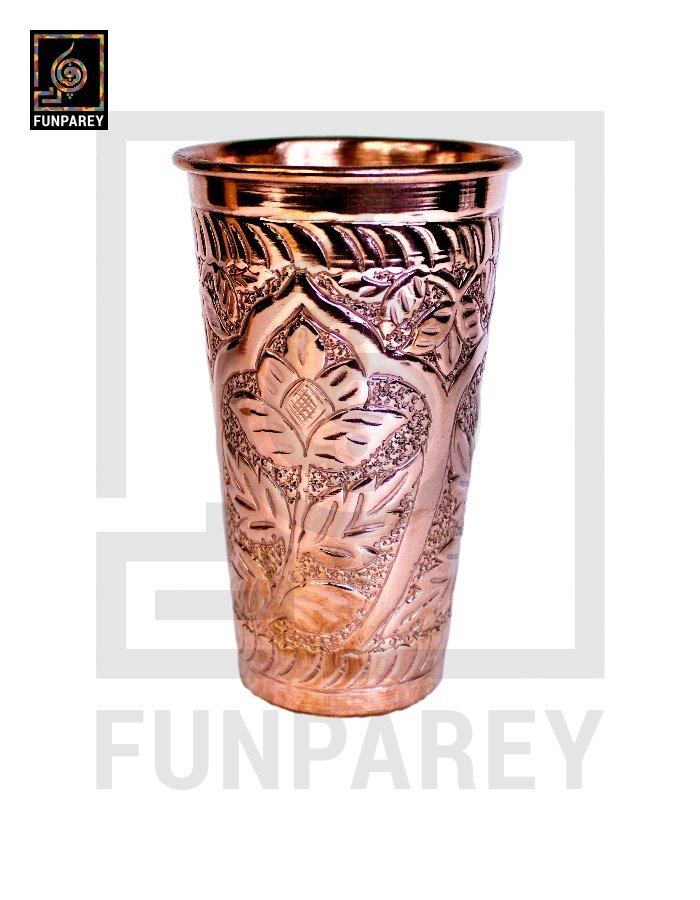Premium Copper Glass With Etched Motif Work Large