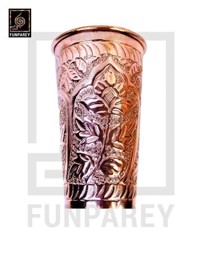 Premium Copper Glass With Etched Motif Work Large