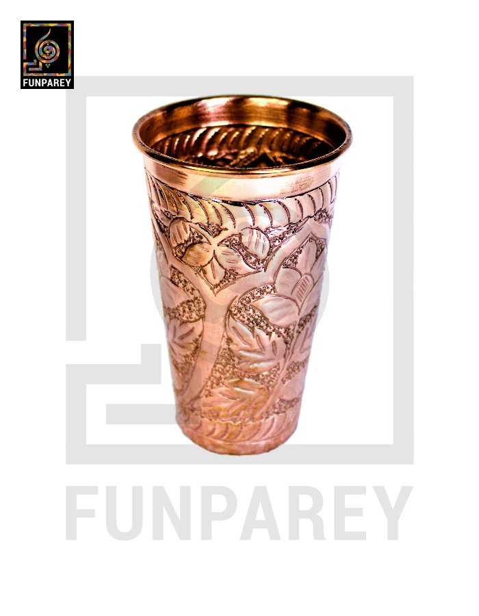 Premium Copper Glass With Etched Motif Work Large