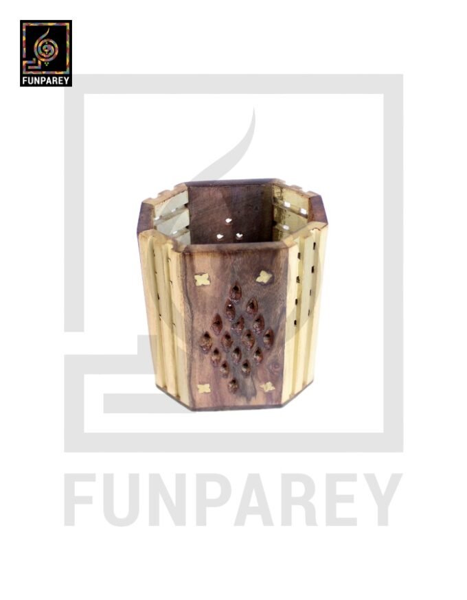 Hand Carved Oblong Shaped Accessory Jar Dual Shade