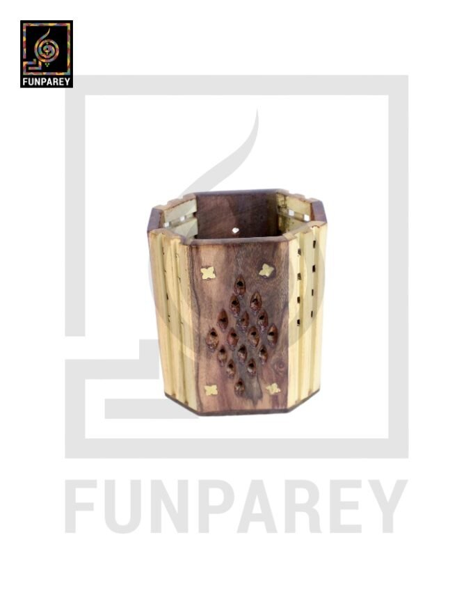 Hand Carved Oblong Shaped Accessory Jar Dual Shade