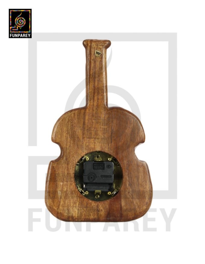 Distinct Wooden Guitar Clock Key Hanger