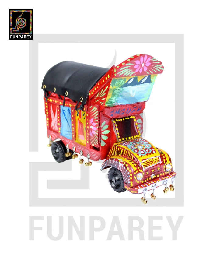 Handmade Wooden Pakistani Traditional Truck with Truck Art 8/9 Red