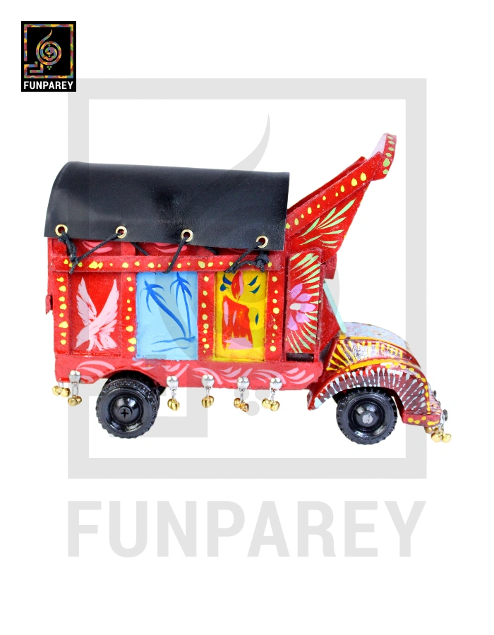 Handmade Wooden Pakistani Traditional Truck with Truck Art 8/9 Red