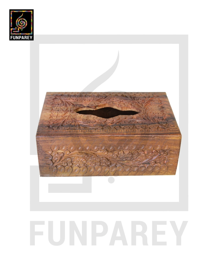Hand Carved Wooden Tissue Box – Small