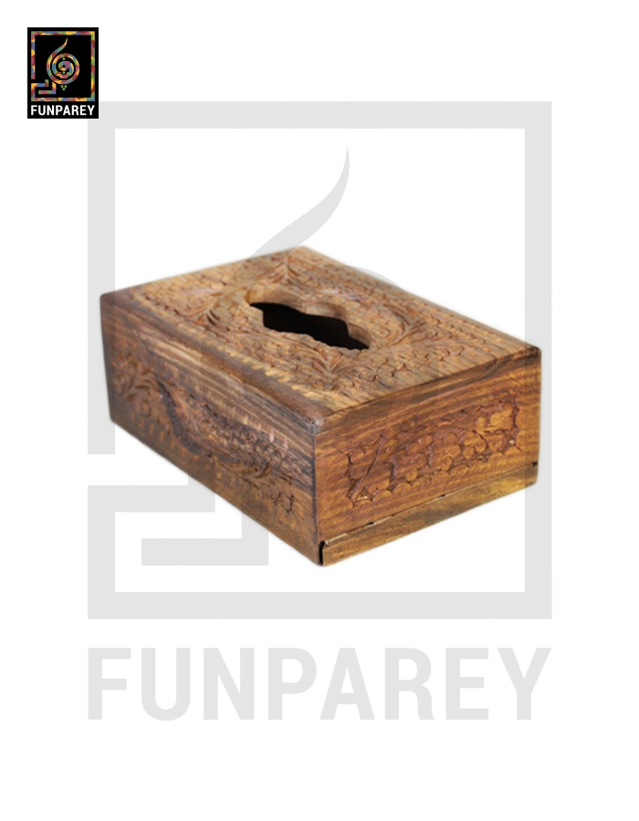 Hand Carved Wooden Tissue Box – Small