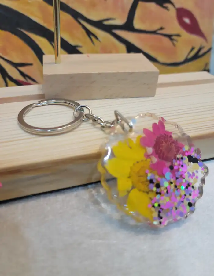 Hand Crafted Resin Made Keychain - Flora Fused