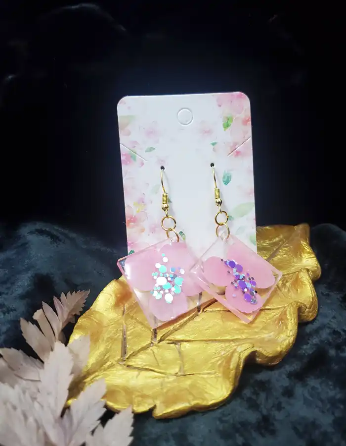 Handcrafted Epoxy Resin Earrings - Petal Pop