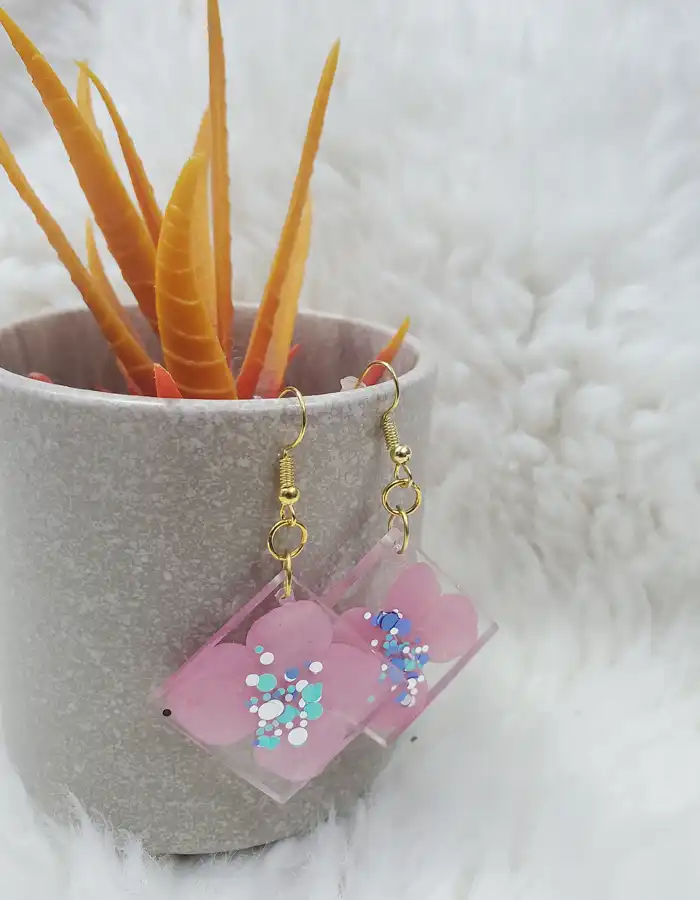 Handcrafted Epoxy Resin Earrings - Petal Pop
