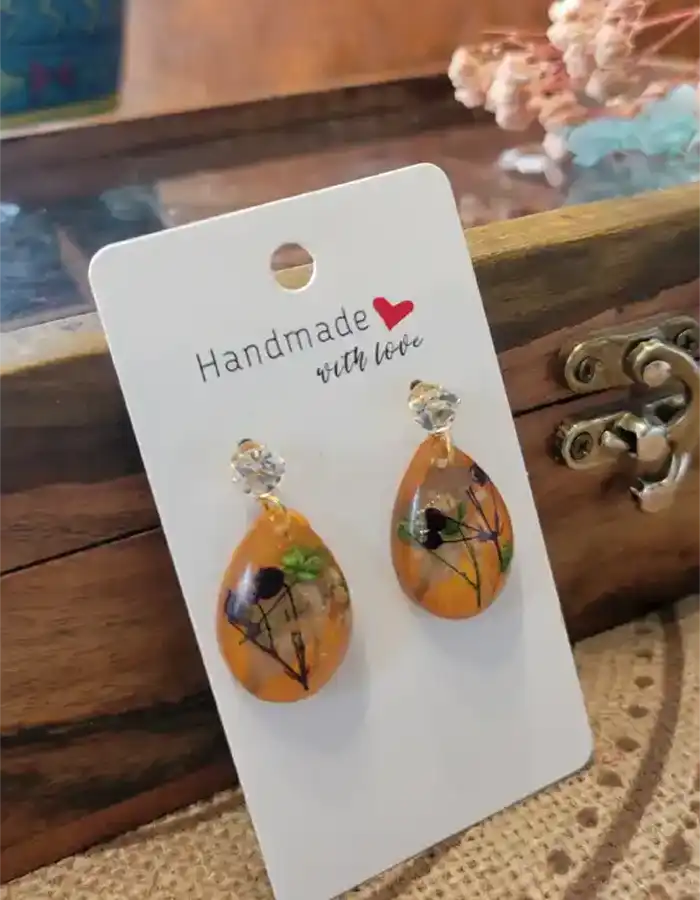 Handcrafted Resin Earrings - Botanical Rites