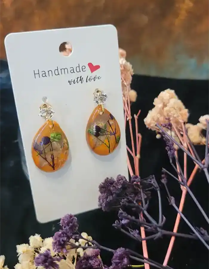Handcrafted Resin Earrings - Botanical Rites 7x9