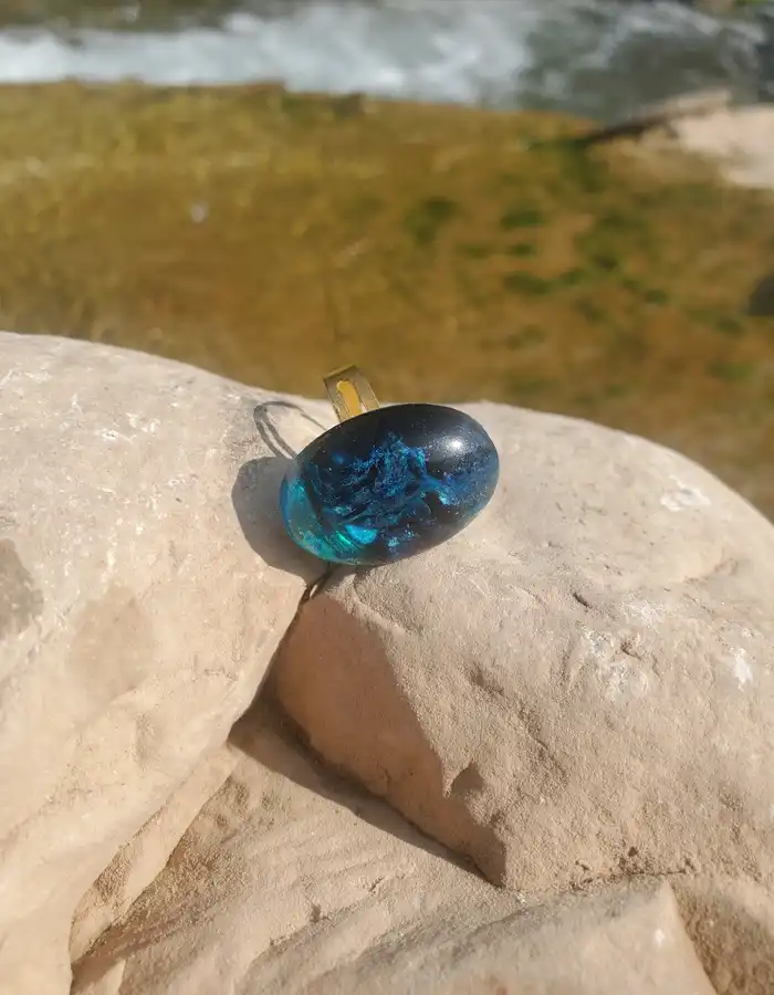 Handcrafted Resin Ring - Sapphire