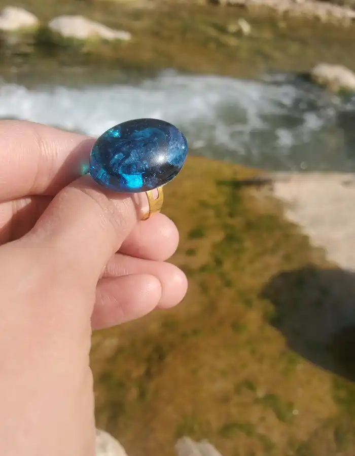 Handcrafted Resin Ring - Sapphire