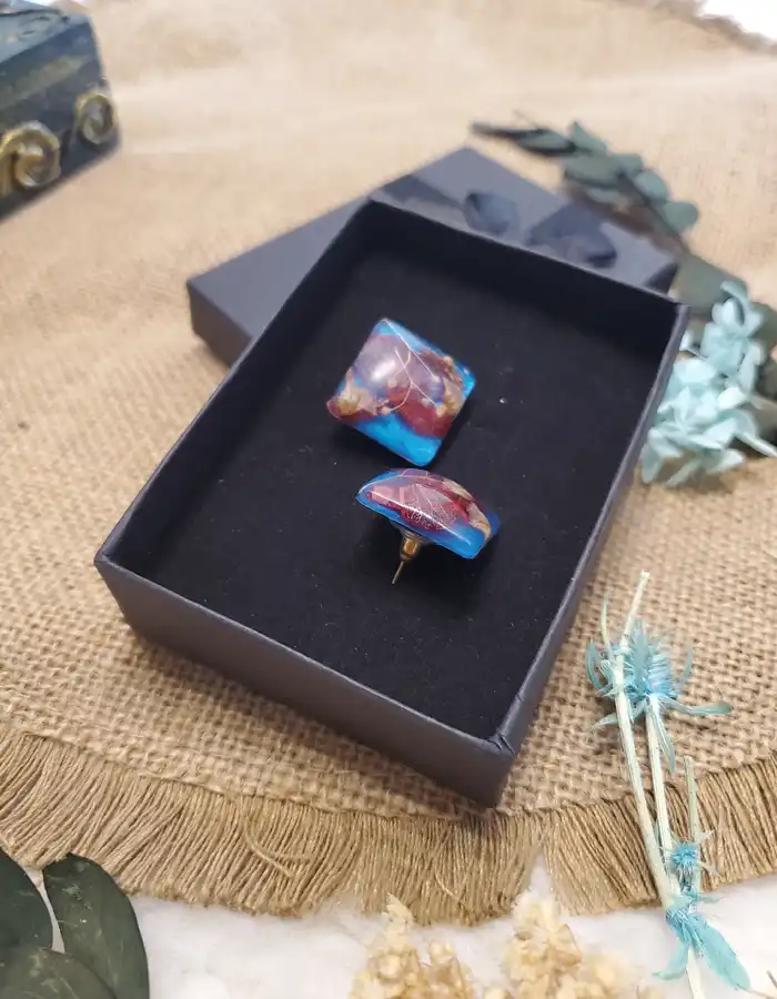 Handmade Resin Earrings - Pressed in Time