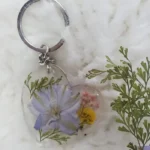 Heart Shape Resin Keychain - Floral Memory 02