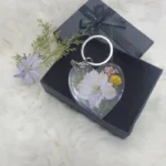 Heart Shape Resin Keychain - Floral Memory 03