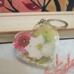 Heart Shaped Resin Keychain - Botani Charm 003