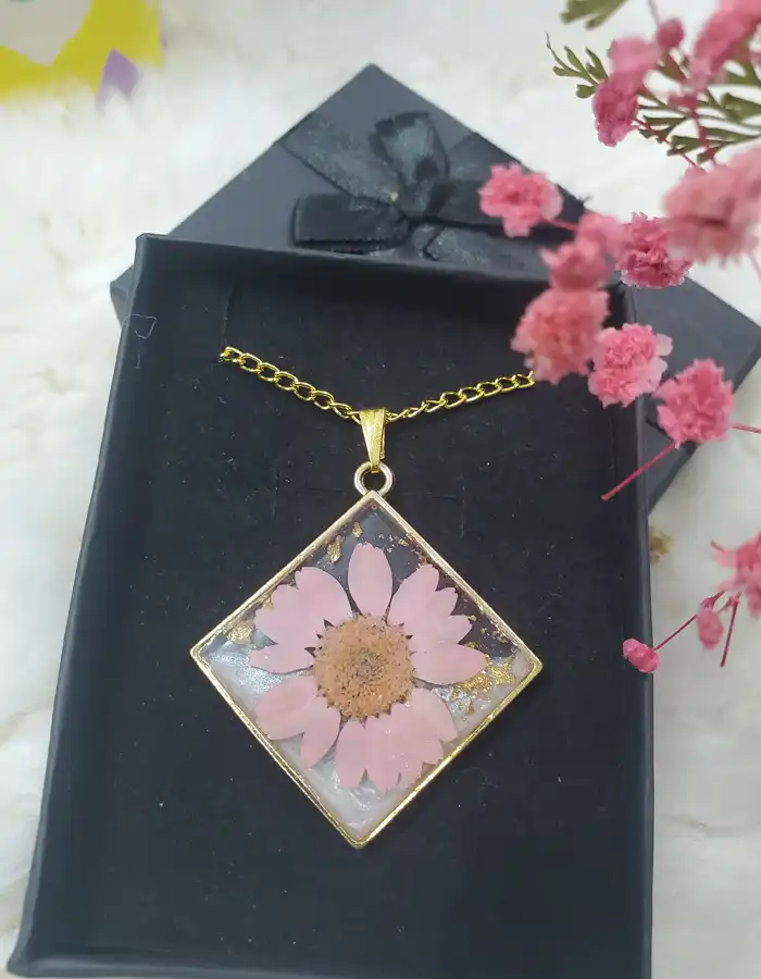 Resin Art Floral Pendant - Understated