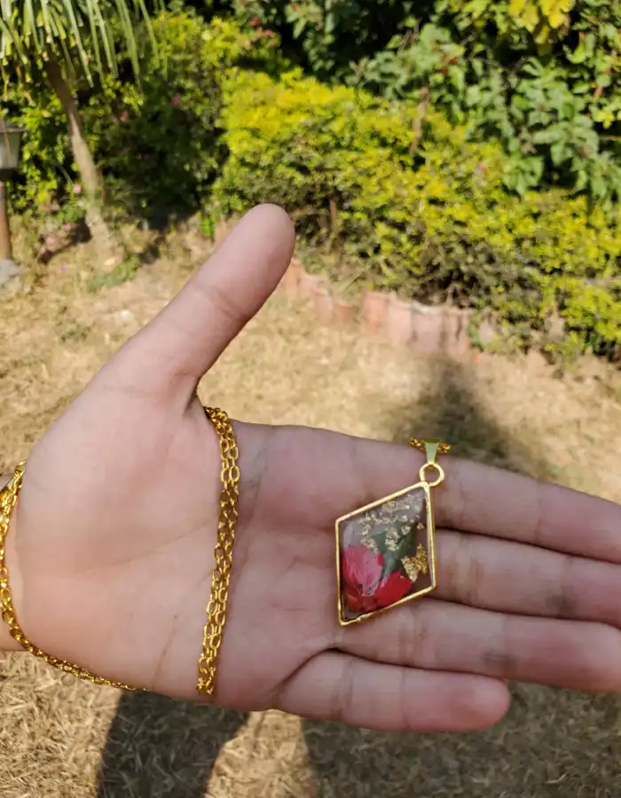 Resin Pendant - Pressed Whispers